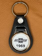 1969 CHEVY BLACK PREMIUM LEATHER KEYCHAIN picture