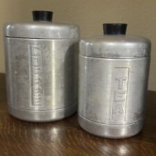 Vintage Aluminum MCM Mid-Century Canisters Set Of 2 Coffee & Tea picture