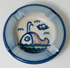 M.A. Hadley Vintage Hand Painted 5 Inch Stoneware Ashtray Whimsical Whale Design picture
