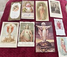 LOT of 9 ANTIQUE Chromos/Diecuts~JESUS SACRED HEART picture