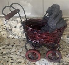 Victorian Wicker Mini  baby doll carriage/stroller vintage   Black Metal Handle picture