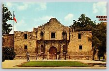 The Alamo San Antonio TX Postcard Chrome Front View Crockett Hotel Next Door picture