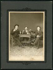 MEN DRINKING BEER circa 1910 CABINET Photo 6