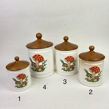 Vtg Sears Roebuck 1982 Merry Mushroom Ceramic Set of 4 Canisters & Lids READ picture