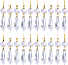 20 Pcs Clear Crystal Chandelier Icicle Prisms Replacement Parts for Lamp Decore picture