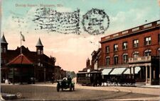 Postcard Dunlap Square Marinette Wisconsin WI 1909 Horse & Wagon Street Car Q221 picture