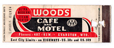 c1940s Wood's Cafe & Hotel US 30 Evanston Wyoming WY Vintage Matchbook Cover picture