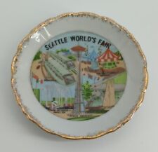 1962 SEATTLE WORLD'S FAIR Saucer Gold Trim Monorail Space Needle Vintage picture