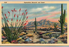Arizona Vintage Postcard View of Superstition Mountain East of Mesa & Phoenix AZ picture
