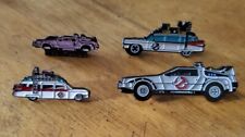 Ghostbuster & Back To The Future Delorean Ecto 1 Pin lot of 4 NEW picture
