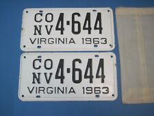 1963 Virginia Convertible use License Plates matched pr new never used DMV clear picture