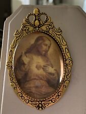 LG. FRENCH REPRODUCTION CRYSTAL DOME SACRED HEART JESUS BROOCH/PENDANT  COMBO.g picture