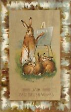 Winsch Textured Postcard Rabbit Children Learn To Read Easter Greetings picture