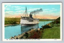 Cape Cod MA Steamer Boston Passing Through Canal Massachusetts Vintage Postcard picture