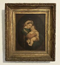 Original Vintage Antique Madonna Of The Chair Framed Catholic Religious Art picture