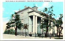 Postcard CONFEDERACY WHITE HOUSE, Richmond, VA, Linen c1930-40's, Unposted, VGC picture