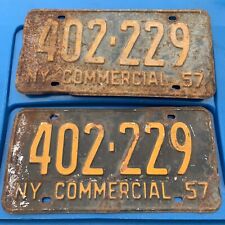 TRIPLE 2 1957 NEW YORK LICENSE PLATES PAIR COMMERCIAL 402229 picture