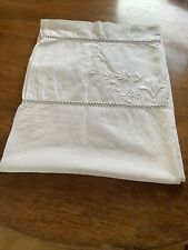 Vintage French Embroidered Linen Sheet picture