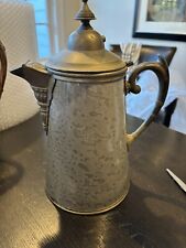 Pewter And Gray Enamelware Coffee Pot picture