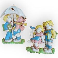 Vintage Homco Children's Nursery Themed Rainy Day Accent Wall Plaque #7494 1977 picture