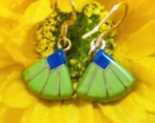 Navajo Sterling 2-Sided Gaspeite Opal Turquoise Earrings #996 picture