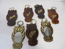 Vtg 80s Owl Keychain Lot of 7 Mirroredwith Names on Back picture