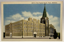 First Baptist Church, Tulsa, Oklahoma OK Vintage Linen Postcard picture