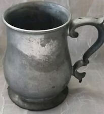 Vintage Crown Castle Pewter Cup Queen Anne Style Coffee Beer Mug Ornate Handle picture