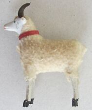 ANTIQUE GERMAN PUTZ MATCHSTICK LEG~COMPOSITION WOOL~SHEEP GOAT RAM w/COLLAR picture