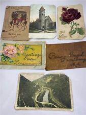6 Early 1900's Antique Postcards 1 Leather Franklin Stamps Frostburg MD picture