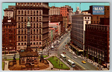 c1960s Public Square Cleveland Ohio Street View Vintage Postcard picture
