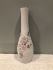 Vintage Lefton China Pastel Floral HandPainted Porcelain Bud Vase 7053 Gold Trim picture