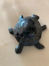 VTG Black Clay Black-on-Black Artisan Pottery Ceramic Turtle 3
