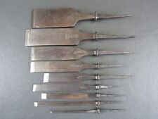 Graduated set of firmer chisel tangs vintage old tools by Marples Sorby Etc picture