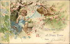 Easter Fantasy Little Cherub Fairy Among Blossoms c1905 Vintage Postcard picture
