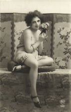 PC CPA RISK NUDE LADY POSING WITH A FLOWER, REAL PHOTO POSTCARD (b6651) picture