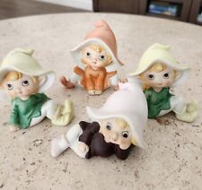 4 Vintage Garden Pixie Elf Fairies Ceramic Figurines  picture