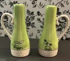 Vintage Anthropology Salt & Pepper Shaker Green Butterfly  picture
