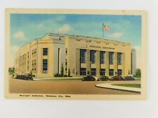 Municipal Auditorium Oklahoma City Oklahoma Classic Car Linen Vintage Postcard picture