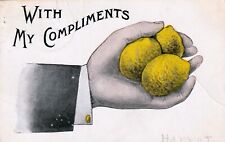 Lemons With My Compliments Embossed Undivided Back Vintage Postcard picture