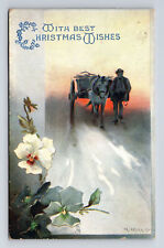 M Morris TUCK's Oilette Christmas Farmer & Horse Cart Postcard picture