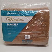 Vintage NOS Beacon Polyester Blanket Brown Made In USA 72
