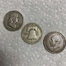 Real 90% Silver Franklin Tails And Copper King George Copper Silver Set picture