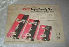 Vintage 1975 Champion Spark Plug 1968-75 American Car Truck Engine Tune Up Chart picture