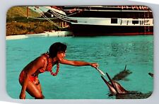 Makapuu Point HI-Hawaii, Sea Life Park, Porpoise Feeding, Vintage Postcard picture