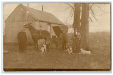 c1910's Hunters With Hunting Dogs Horse Carriage  RPPC Photo Unposted Postcard picture