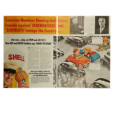 1940 Shell Gasoline Vintage 2 Page Print Ad Share The Road Cut Stop And Go picture