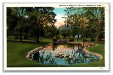 Vanderveer Park Lagoon Davenport Iowa IA UNP Linen Postcard N24 picture