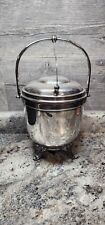 VINTAGE SHERIDAN SILVER PLATED ICE BUCKET LIDDED & FOOTED W/GLASS LINER picture