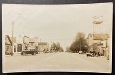 Farwell Michigan RPPC 1943 street view business section water tower picture
